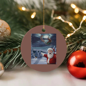 Funny Santa With Bigfoot Selfie Christmas Ceramic Ornament TS14 1pc Mocha Print Your Wear