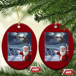 Funny Santa With Bigfoot Selfie Christmas Ceramic Ornament TS14 Print Your Wear