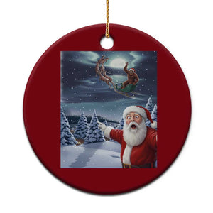 Funny Santa With Bigfoot Selfie Christmas Ceramic Ornament TS14 1pc Red Print Your Wear