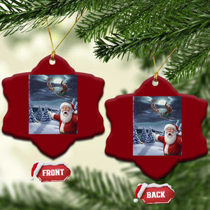 Funny Santa With Bigfoot Selfie Christmas Ceramic Ornament TS14 Print Your Wear