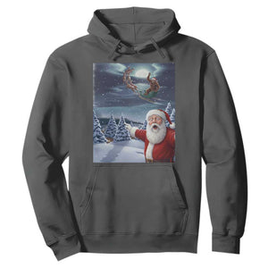 Funny Santa With Bigfoot Selfie Christmas Hoodie TS14 Dark Heather Print Your Wear