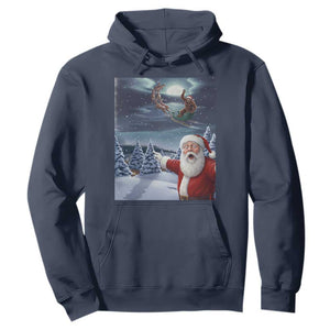 Funny Santa With Bigfoot Selfie Christmas Hoodie TS14 Navy Print Your Wear