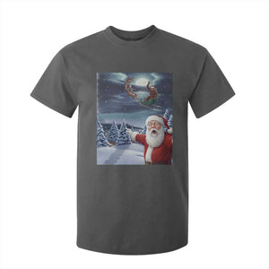 Funny Santa With Bigfoot Selfie Christmas T Shirt For Kid TS14 Dark Heather Print Your Wear