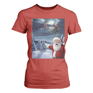 Funny Santa With Bigfoot Selfie Christmas T Shirt For Women TS14 Red Print Your Wear