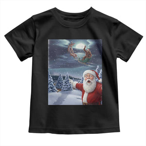 Funny Santa With Bigfoot Selfie Christmas Toddler T Shirt TS14 Black Print Your Wear