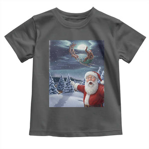 Funny Santa With Bigfoot Selfie Christmas Toddler T Shirt TS14 Dark Heather Print Your Wear