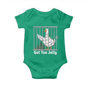 Funny Goose Christmas Baby Onesie Got Too Jolly TS14 Irish Green Print Your Wear