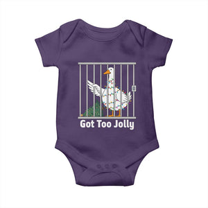 Funny Goose Christmas Baby Onesie Got Too Jolly TS14 Purple Print Your Wear