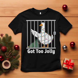Funny Goose Christmas T Shirt Got Too Jolly TS14 Black Print Your Wear