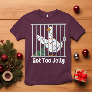 Funny Goose Christmas T Shirt Got Too Jolly TS14 Maroon Print Your Wear