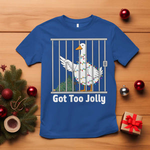 Funny Goose Christmas T Shirt Got Too Jolly TS14 Royal Blue Print Your Wear