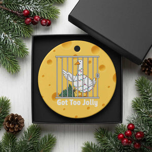 Funny Goose Christmas Ceramic Ornament Got Too Jolly TS14 1pc Yellow Cheese Print Your Wear