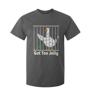 Funny Goose Christmas T Shirt For Kid Got Too Jolly TS14 Dark Heather Print Your Wear