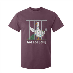 Funny Goose Christmas T Shirt For Kid Got Too Jolly TS14 Maroon Print Your Wear