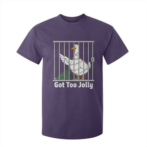 Funny Goose Christmas T Shirt For Kid Got Too Jolly TS14 Purple Print Your Wear