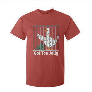 Funny Goose Christmas T Shirt For Kid Got Too Jolly TS14 Red Print Your Wear