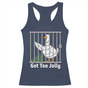 Funny Goose Christmas Racerback Tank Top Got Too Jolly TS14 Navy Print Your Wear