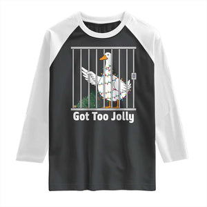 Funny Goose Christmas Raglan Shirt Got Too Jolly TS14 Black White Print Your Wear