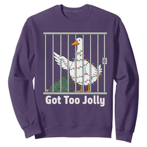 Funny Goose Christmas Sweatshirt Got Too Jolly TS14 Purple Print Your Wear