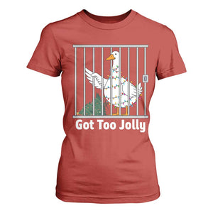 Funny Goose Christmas T Shirt For Women Got Too Jolly TS14 Red Print Your Wear