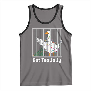 Funny Goose Christmas Tank Top Got Too Jolly TS14 Deep Heather Black Print Your Wear