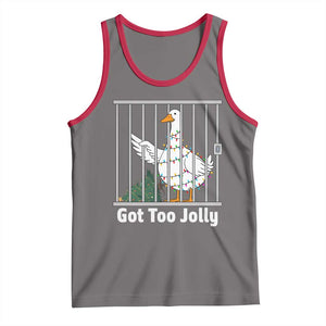 Funny Goose Christmas Tank Top Got Too Jolly TS14 Deep Heather Red Print Your Wear