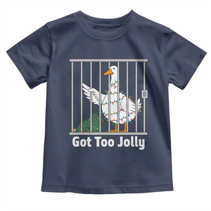 Funny Goose Christmas Toddler T Shirt Got Too Jolly TS14 Navy Print Your Wear