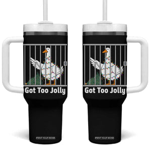 Funny Goose Christmas Tumbler With Handle Got Too Jolly TS14 One Size: 40 oz Black Print Your Wear