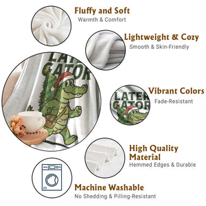 Funny Alligator Christmas Throw Blanket Lator Gator TS14 Print Your Wear