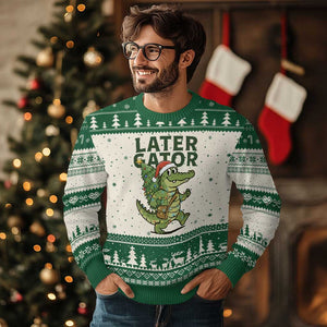 Funny Alligator Xmas Ugly Christmas Sweater Lator Gator TS14 Beige Green Print Your Wear