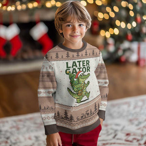 Funny Alligator Xmas Ugly Christmas Sweater Lator Gator TS14 Mocha Mousse Print Your Wear