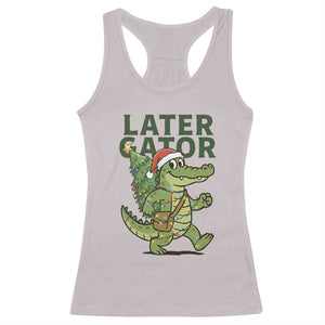 Funny Alligator Christmas Racerback Tank Top Lator Gator TS14 Ice Gray Print Your Wear