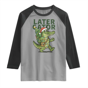Funny Alligator Christmas Raglan Shirt Lator Gator TS14 Sport Gray Black Print Your Wear