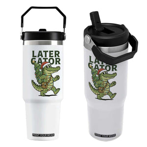 Funny Alligator Christmas Flip Straw Tumbler Lator Gator TS14 One Size: 30 oz White Print Your Wear