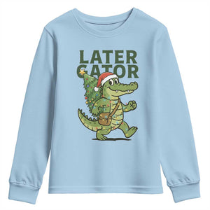 Funny Alligator Christmas Youth Sweatshirt Lator Gator TS14 Light Blue Print Your Wear