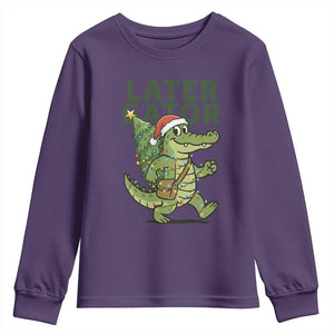 Funny Alligator Christmas Youth Sweatshirt Lator Gator TS14 Purple Print Your Wear