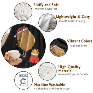 Funny French Fries Christmas Throw Blanket Potato Food Eaters TS14 Print Your Wear