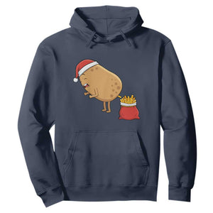 Funny French Fries Christmas Hoodie Potato Food Eaters TS14 Navy Print Your Wear