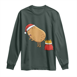 Funny French Fries Christmas Long Sleeve Shirt Potato Food Eaters TS14 Dark Forest Green Print Your Wear