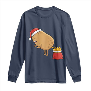 Funny French Fries Christmas Long Sleeve Shirt Potato Food Eaters TS14 Navy Print Your Wear
