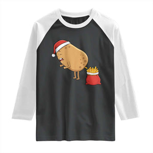 Funny French Fries Christmas Raglan Shirt Potato Food Eaters TS14 Black White Print Your Wear