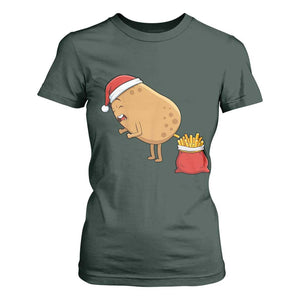 Funny French Fries Christmas T Shirt For Women Potato Food Eaters TS14 Dark Forest Green Print Your Wear