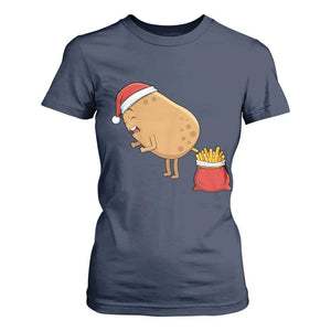 Funny French Fries Christmas T Shirt For Women Potato Food Eaters TS14 Navy Print Your Wear