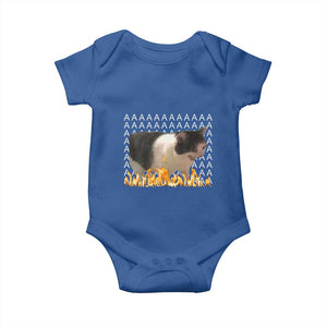 Screaming Cat Meme Baby Onesie Funny Internet Gen Z Cat Lover TS14 Royal Blue Print Your Wear