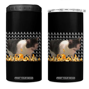 Screaming Cat Meme 4 in 1 Can Cooler Tumbler Funny Internet Gen Z Cat Lover TS14 One Size: 16 oz Black Print Your Wear