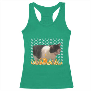 Screaming Cat Meme Racerback Tank Top Funny Internet Gen Z Cat Lover TS14 Irish Green Print Your Wear