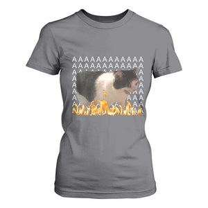 Screaming Cat Meme T Shirt For Women Funny Internet Gen Z Cat Lover TS14 Charcoal Print Your Wear
