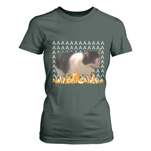 Screaming Cat Meme T Shirt For Women Funny Internet Gen Z Cat Lover TS14 Dark Forest Green Print Your Wear
