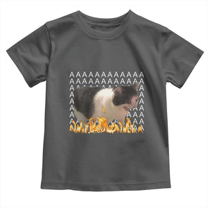 Screaming Cat Meme Toddler T Shirt Funny Internet Gen Z Cat Lover TS14 Dark Heather Print Your Wear