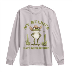 Funny Cowboy Frog Meme Long Sleeve Shirt My Heebies Have Been Jeebied TS14 Ice Gray Print Your Wear